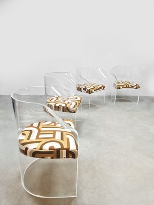 Vintage Acrylic Glass Dining Armchairs in the style of Vladimir Kagan,  1970s, Set of