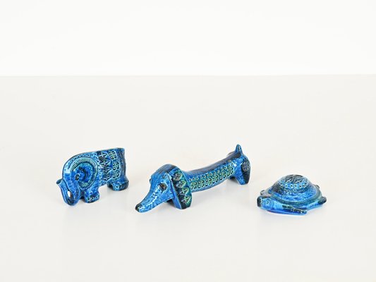 Rimini Blu Ceramic Animals attributed to F. Montelupo for Bitossi