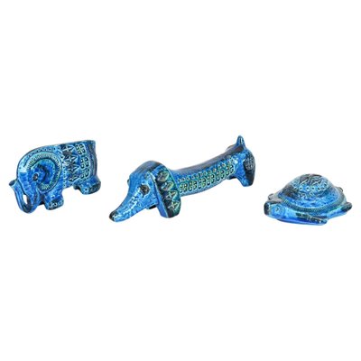 FLAVIA Montelupo Italy 陶器 犬 置物 Rimini Blu Ceramic Animals attributed to F. Montelupo for Bitossi