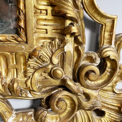 Italian Umbertine Style Gilt Wood Wall Mirror, 1930s for sale at