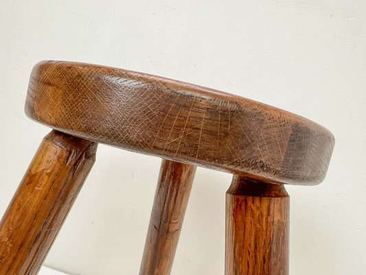 French Wooden Tripod Stool in the style of Charlotte Perriand