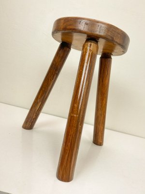 French Wooden Tripod Stool in the style of Charlotte Perriand