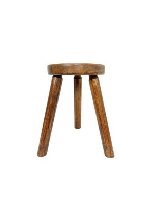 3/13まで出品>Charlotte Perriand Tripod Stool French Wooden Tripod Stool in the style of Charlotte Perriand