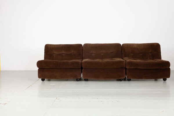 Brown Corduroy Amanta Sofa by Mario Bellini for C&B Italia, 1966