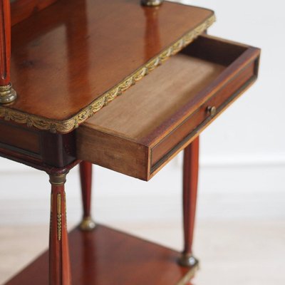 Louis XVI Mahogany Dressing Table with Mirror and Brass Trim, 1890s