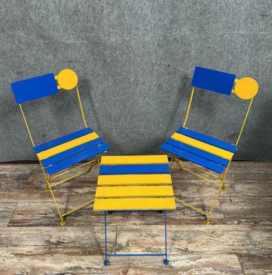 1980's ポストモダン フォールディング ビーチチェア 2脚セット Kis Folding Chairs and Stool by Denis Balland for Fermob, 1980s