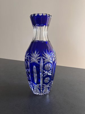 Blaue Kristallvase mit Intarsien, 1960er bei Pamono kaufen