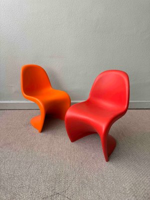 Vintage S Junior Chairs in Red and Orange Plastic by Verner Panton