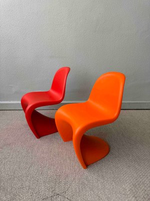 Vintage S Junior Chairs in Red and Orange Plastic by Verner Panton