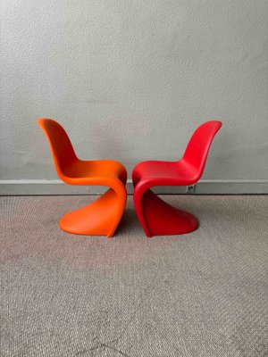 Vintage S Junior Chairs in Red and Orange Plastic by Verner Panton