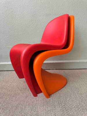 Vintage S Junior Chairs in Red and Orange Plastic by Verner Panton
