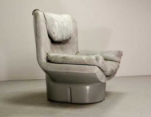Grey leather lounge sale chair
