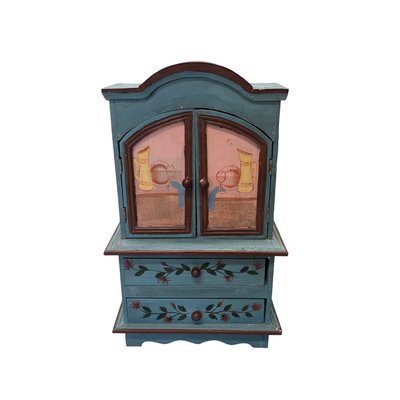 Handbemalter Vintage Mini Schrank, 1950er