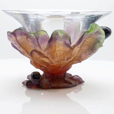 Art Glass Fig Leaves Bowl from Daum, France, 1970s for sale at Pamono