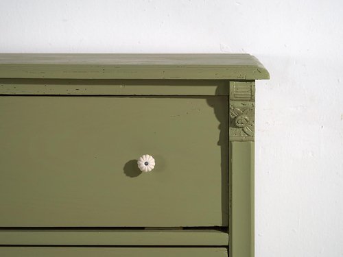 Antique Olive Green Chest of Drawers, 1920s for sale at Pamono
