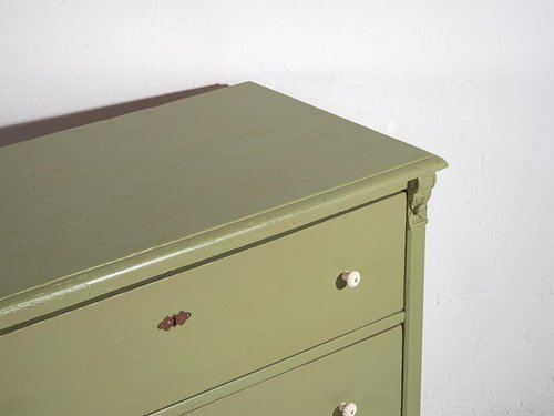 Antique Olive Green Chest of Drawers, 1920s for sale at Pamono