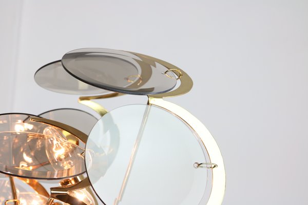 Lampadario A Led Design Oro Acrilico Due Cerchi Illuminati Retrò - Foto 3