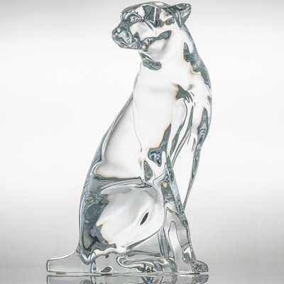 Large Crystal Leopard from Baccarat, France, 1990s for sale at Pamono