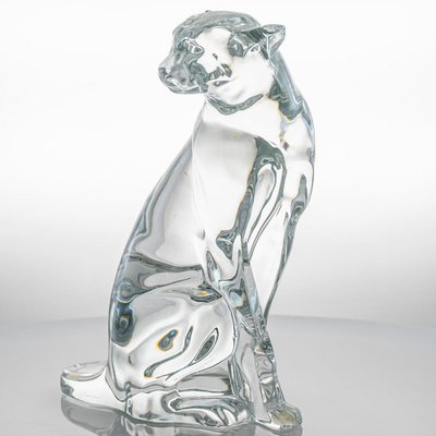 Large Crystal Leopard from Baccarat, France, 1990s for sale at Pamono