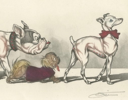 Boris Oklein, Dirty Dogs of Paris, 1930, Etching for sale at Pamono