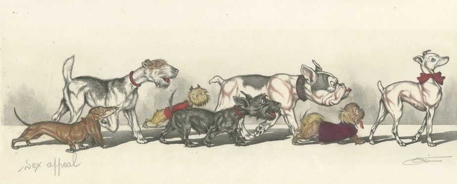 Boris Oklein, Dirty Dogs of Paris, 1930, Etching for sale at Pamono