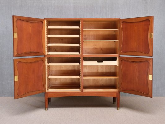 Trèfle Cabinet in Teak, Leather and Brass from Jens Ingvard Jensen