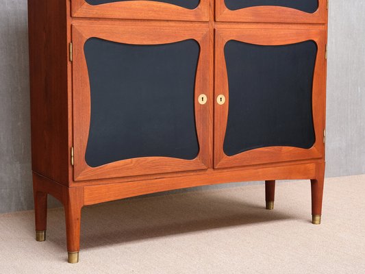 デンマーク Jens.Ingvard  ティーカート　ローズウッド Trèfle Cabinet in Teak, Leather and Brass from Jens Ingvard Jensen