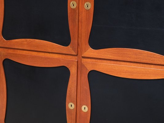 Trèfle Cabinet in Teak, Leather and Brass from Jens Ingvard Jensen