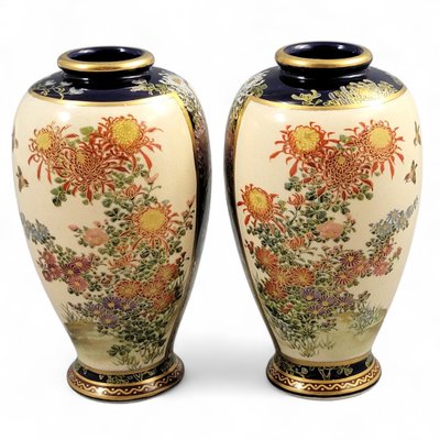 Japanese Tashiro Satsuma-Style Vases, 1920s, Set of 2 for sale at