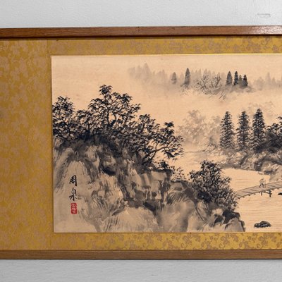 Japanese Sumi-E Landscape Panel, 1950s for sale at Pamono