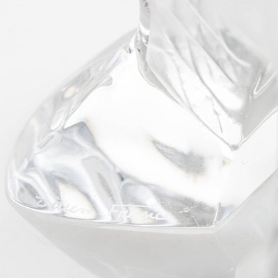 Orange Pate De Verre Clear Crystal Eagle Sculpture from Daum 