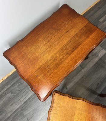 Vintage French Louis XIV Carved Oak Nesting Tables, Set of 3 for