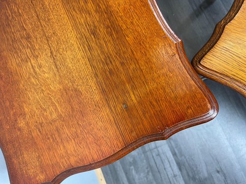 Vintage French Louis XIV Carved Oak Nesting Tables, Set of 3 for