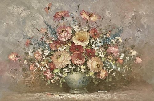 Edmond Sanders, Bouquet of Flowers, Oil Painting for sale at Pamono