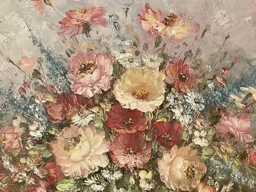 Edmond Sanders, Bouquet of Flowers, Oil Painting for sale at Pamono