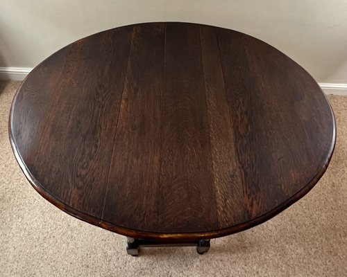Antique English Jacobean Revival Oak Gateleg Drop Leaf Table, 1900