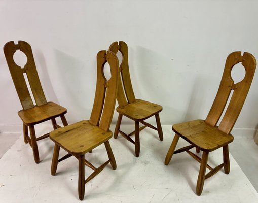 Oak Dining Chairs by De Puydt, 1960s, Set of 4 for sale at Pamono
