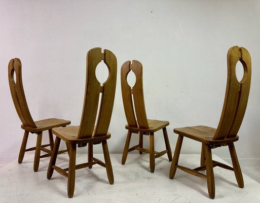 De Puydt チェア Set of 4 Belgian Oak Dining Chairs by De Puydt, 1960s