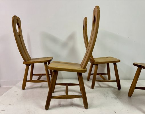 Oak Dining Chairs by De Puydt, 1960s, Set of 4 for sale at Pamono