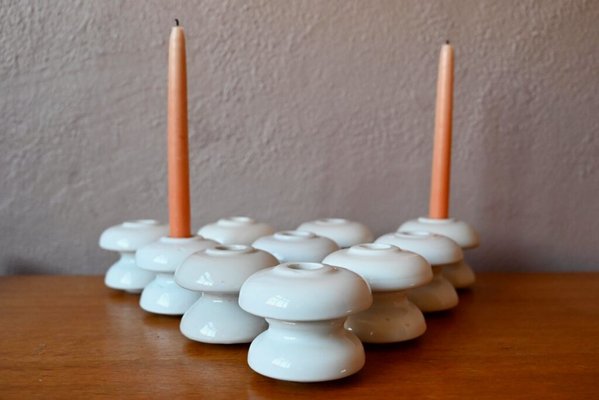 Dänische Kerzenständer aus weißem Porzellan, 8 . Set
