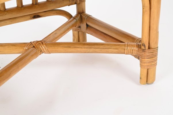 Italienischer Schminktisch mit Stuhl aus Bambus & Rattan, Vivai del Sud  zugeschrieben, 1970er, 2er Set bei Pamono kaufen