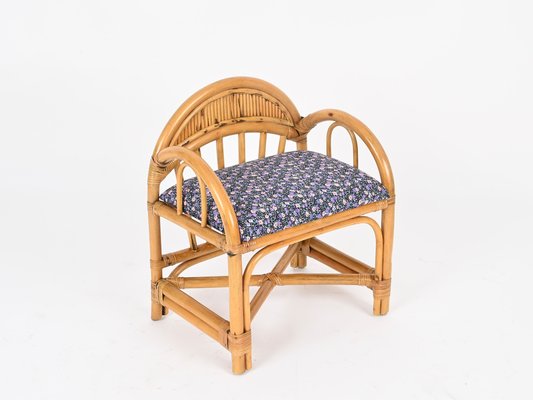 Italienischer Schminktisch mit Stuhl aus Bambus & Rattan, Vivai del Sud  zugeschrieben, 1970er, 2er Set bei Pamono kaufen