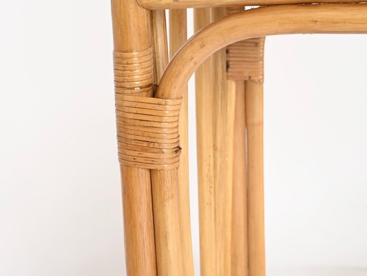 Italienischer Schminktisch mit Stuhl aus Bambus & Rattan, Vivai del Sud  zugeschrieben, 1970er, 2er Set bei Pamono kaufen
