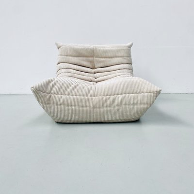 Togo Lounge Chair in Beige Corduroy by Michel Ducaroy for Ligne Roset