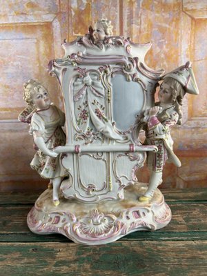 Large Rococo Style Porcelain Children and Cherub Figurine, Germany