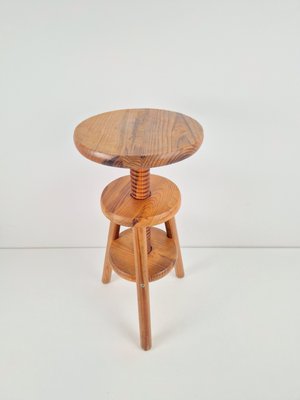 Vintage Architect's Corkscrew Stool in Pine, 1960s for sale at Pamono