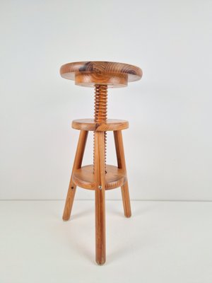 Vintage Architect's Corkscrew Stool in Pine, 1960s for sale at Pamono