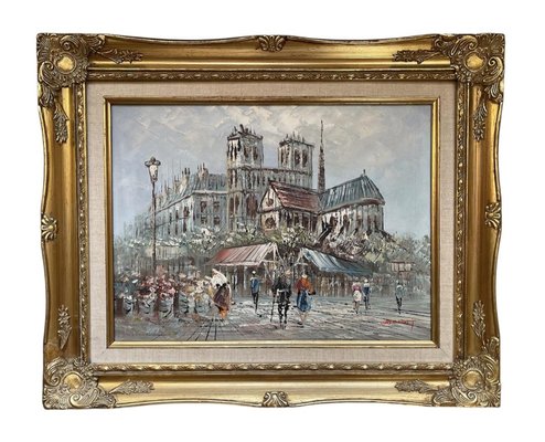 Louis Anthony Burnett, Notre Dame de Paris, Oil Painting, Framed