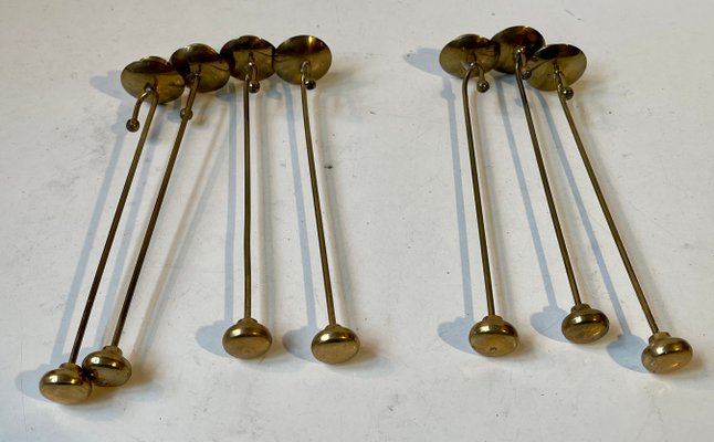 Skandinavische Mid-Century Weihnachtsbaum Kerzenhalter aus Messing, 1960er, 7 . Set