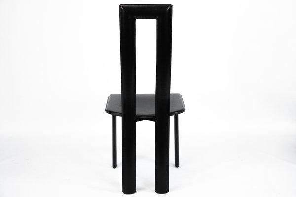 Vintage Leather Dining Chairs by Antonello Mosca for Ycami, 1980s Vintage Leather Dining Chairs by Antonello Mosca for Ycami, 1980s